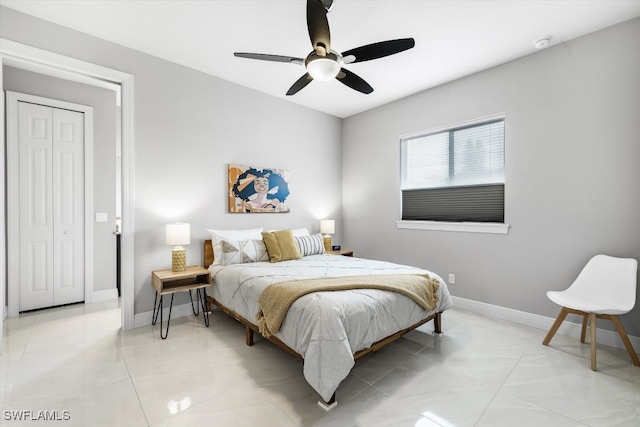 bedroom with ceiling fan