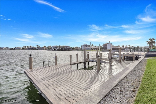 dock area featuring a water view