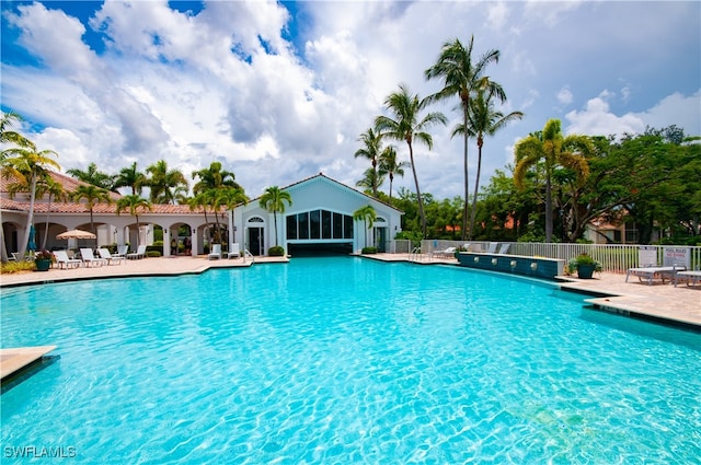 view of pool featuring a patio area