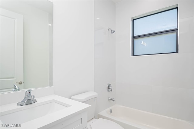 full bathroom with vanity, toilet, and shower / bath combination