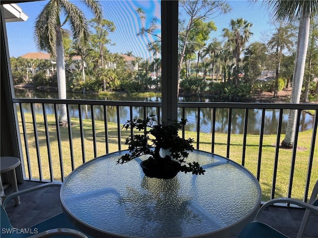 balcony with a water view