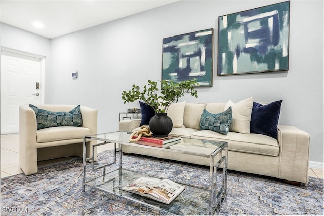 view of tiled living room