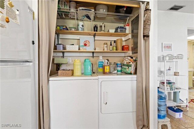 laundry room with tile patterned floors and separate washer and dryer