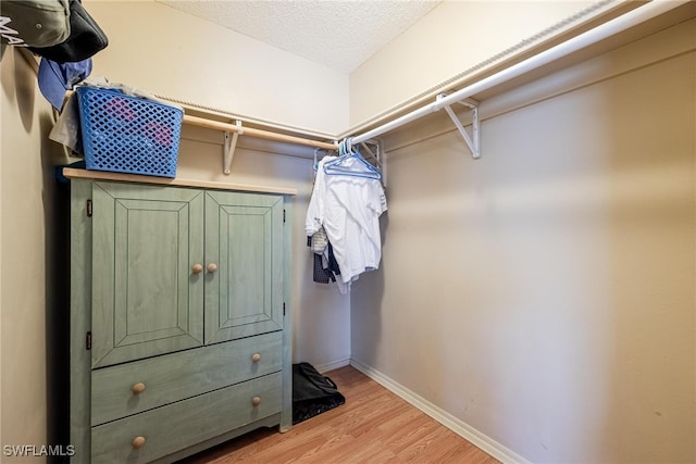 spacious closet featuring light hardwood / wood-style floors