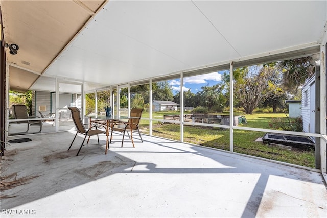 view of unfurnished sunroom