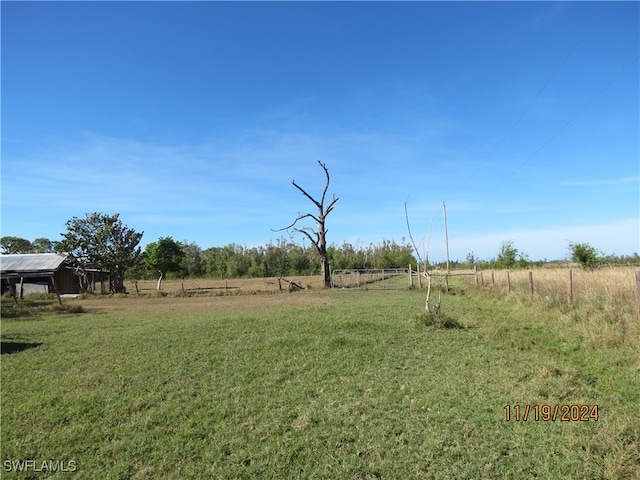 view of yard with a rural view