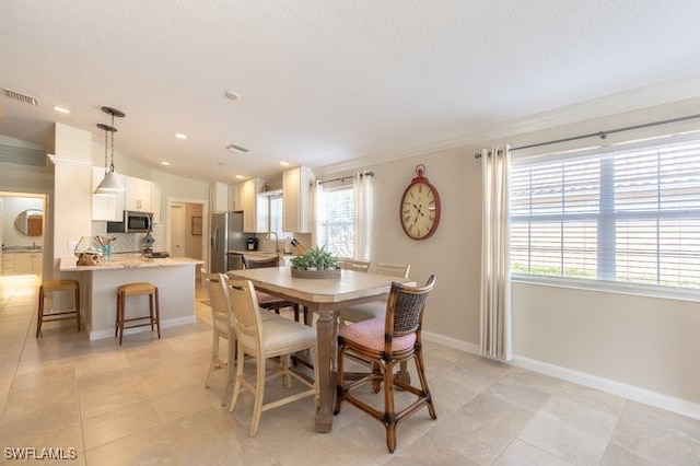 view of tiled dining room