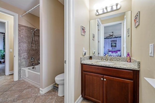 3290 Banyon Hollow Loop, North Fort Myers, FL 33903 - bathroom featuring vanity, shower / tub combination, toilet, tile patterned floors, and baseboards