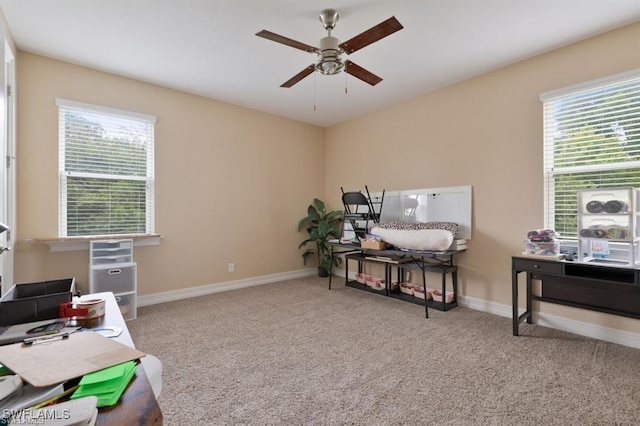 3290 Banyon Hollow Loop, North Fort Myers, FL 33903 - office space featuring a ceiling fan, healthy amount of natural light, and carpet floors
