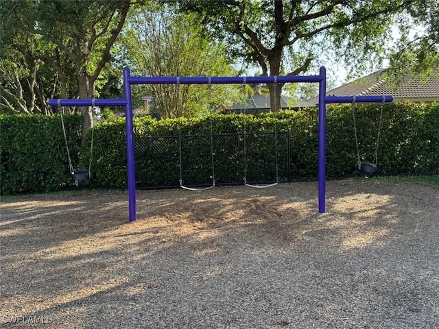 view of play area with fence