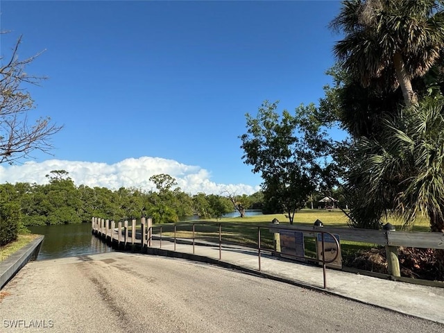 view of road featuring a water view
