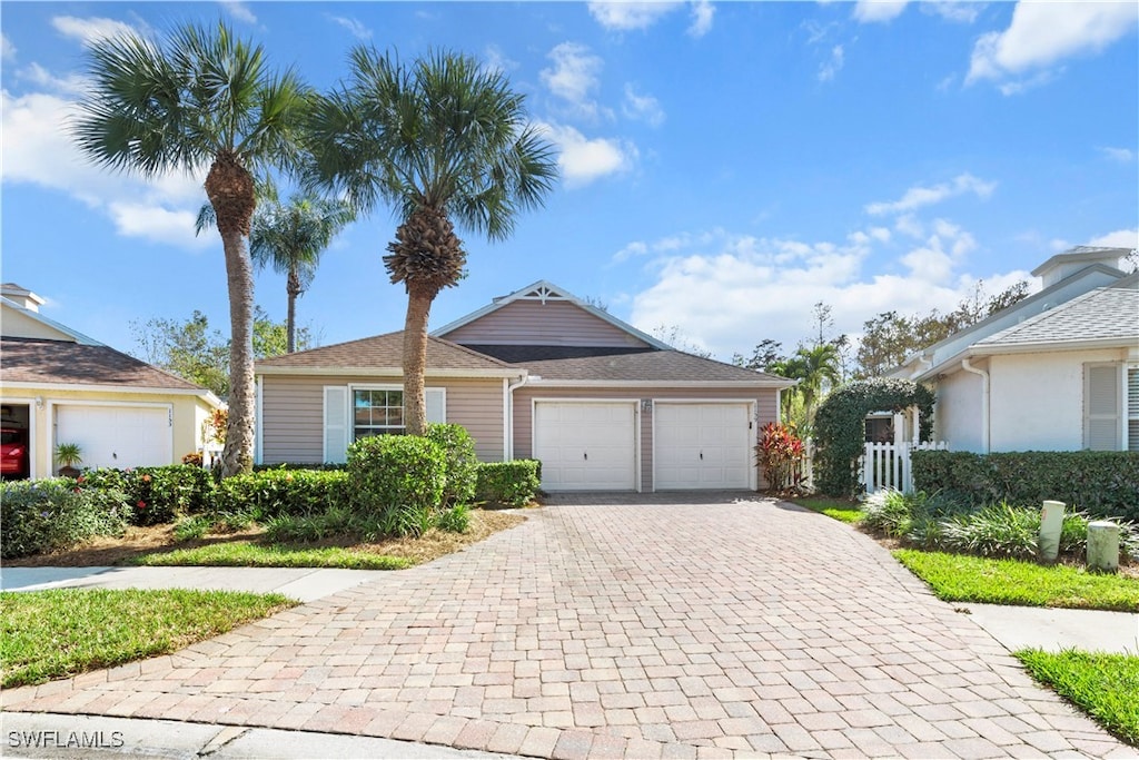 view of front of house with a garage