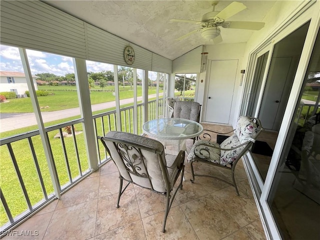 135 Quails Nest Rd Unit 1064, Naples, FL 34112 - sunroom featuring lofted ceiling and ceiling fan
