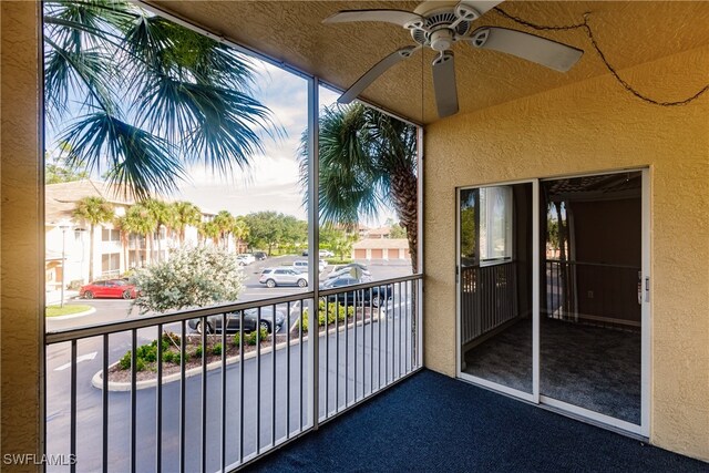 balcony with ceiling fan