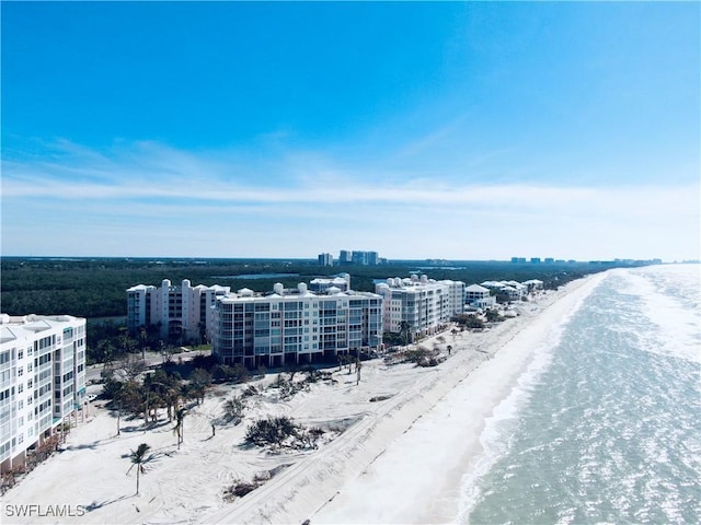 aerial view featuring a view of the beach