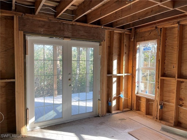 entryway featuring french doors