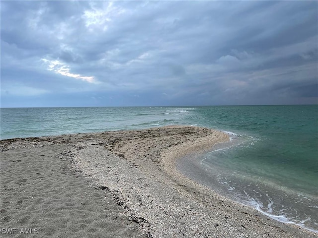 view of water feature with a view of the beach