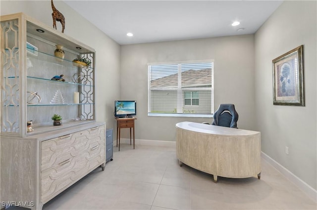 office space featuring light tile patterned floors