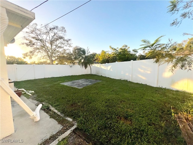 view of yard at dusk