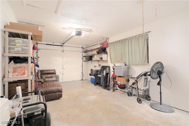 garage with a garage door opener