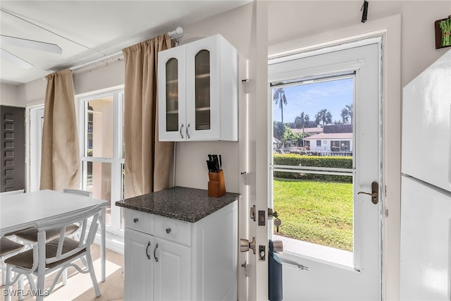 entryway featuring plenty of natural light and ceiling fan