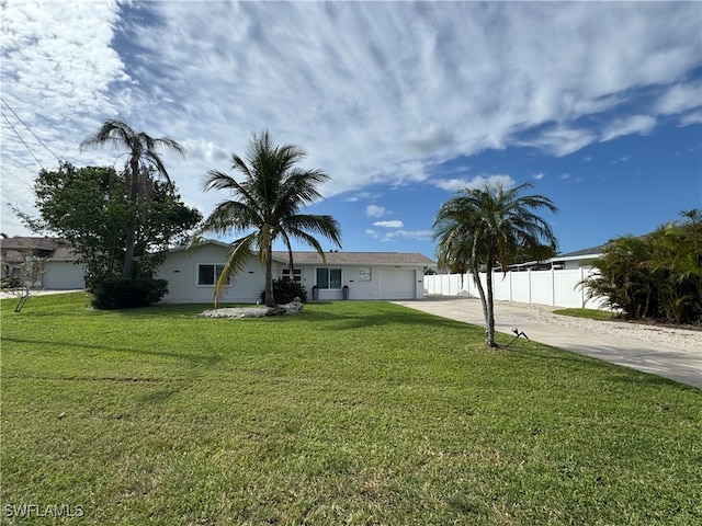 view of yard with a garage