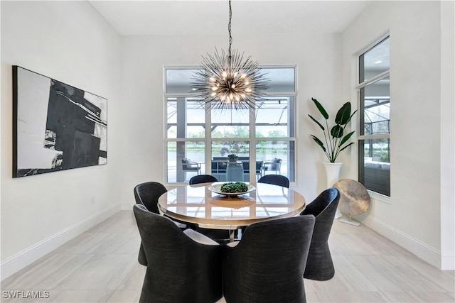 dining room featuring a chandelier and a wealth of natural light