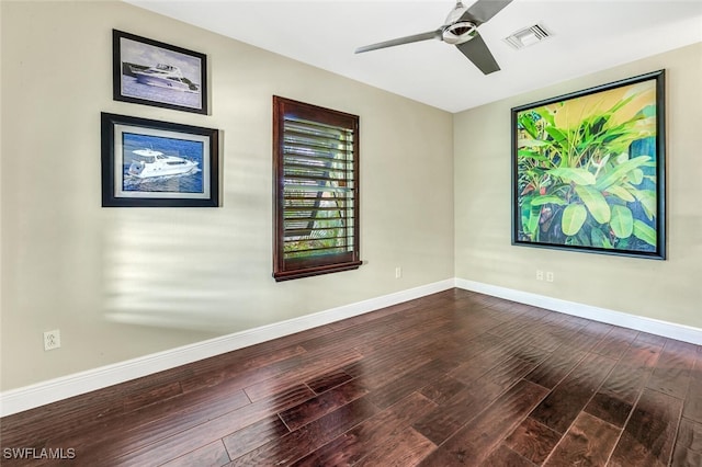 unfurnished room with ceiling fan