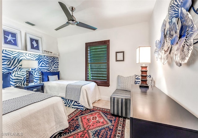 bedroom featuring ceiling fan