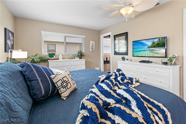 bedroom featuring ceiling fan