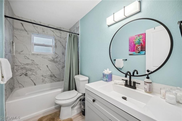 113/115 Bahia Viaduct, Fort Myers Beach, FL 33931 - full bathroom with toilet, shower / tub combo with curtain, and vanity