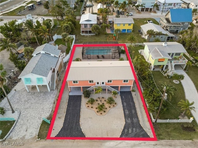 113/115 Bahia Viaduct, Fort Myers Beach, FL 33931 - aerial view of residential area with property parcel outlined and a pool area