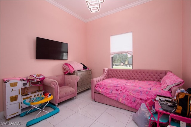 bedroom featuring ornamental molding