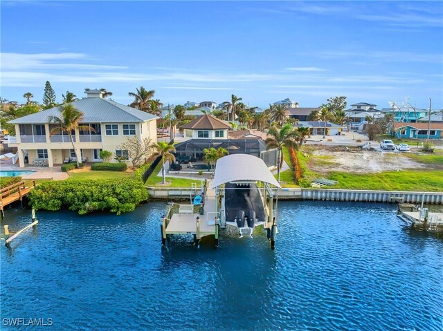 view of water feature featuring a dock