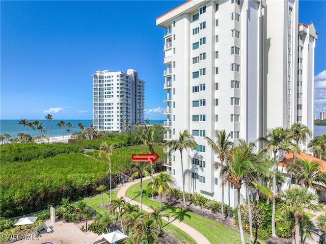 view of property with a water view