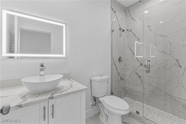 7014 Alfa Cir, Labelle, FL 33935 - bathroom featuring a marble finish shower, toilet, and vanity