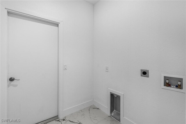 7014 Alfa Cir, Labelle, FL 33935 - washroom featuring hookup for an electric dryer, hookup for a washing machine, light marble finish floors, and baseboards