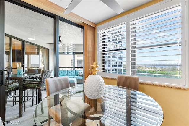 interior space with a textured ceiling