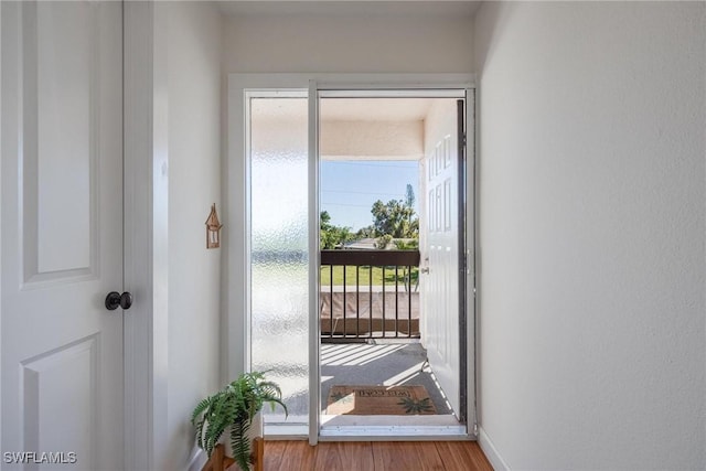 4914 Tudor Dr Unit 203, Cape Coral, FL 33904 - doorway with wood finished floors and baseboards
