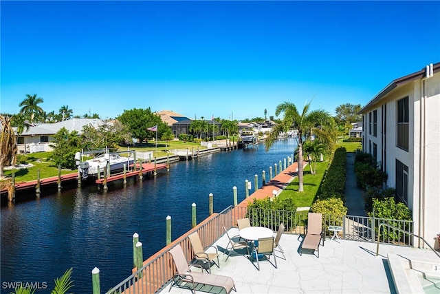 exterior space featuring a boat dock