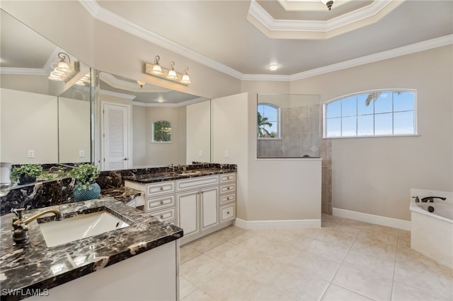 bathroom featuring vanity and ornamental molding