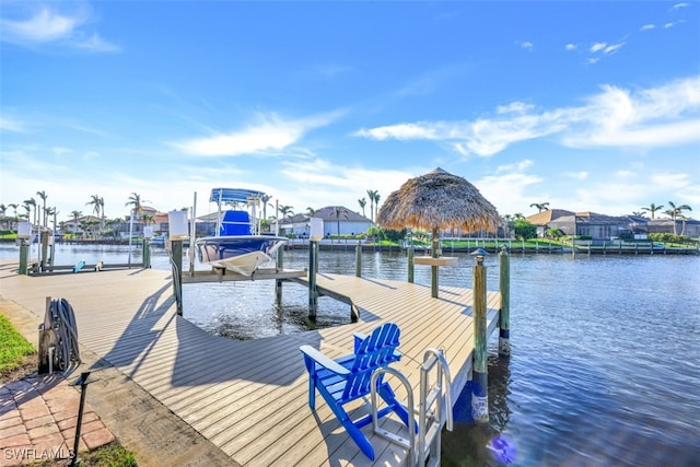 view of dock featuring a water view