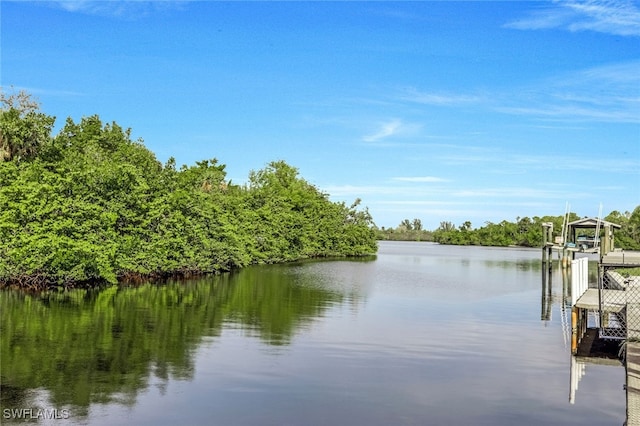 view of dock featuring a water view