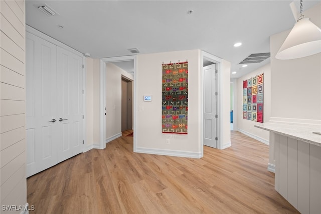 interior space with light hardwood / wood-style flooring