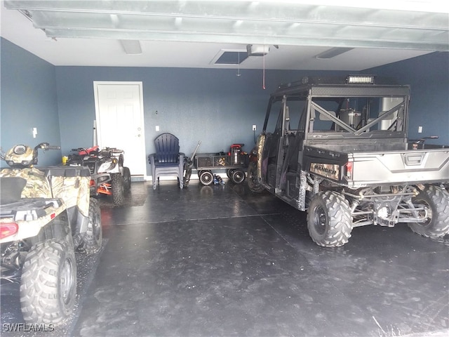 garage with a garage door opener