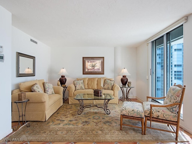 living room with hardwood / wood-style floors