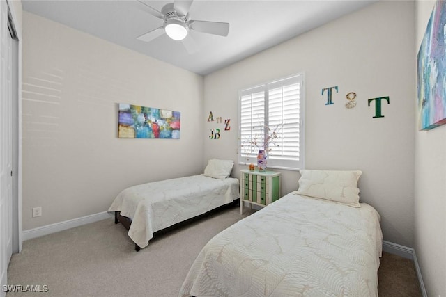 bedroom with carpet and ceiling fan