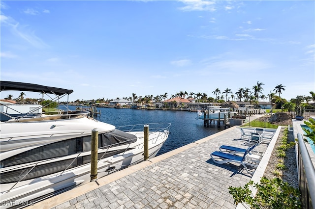 view of dock featuring a water view