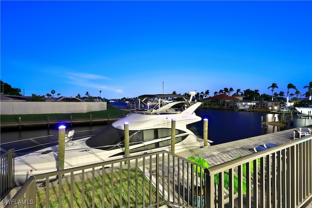 view of dock featuring a water view