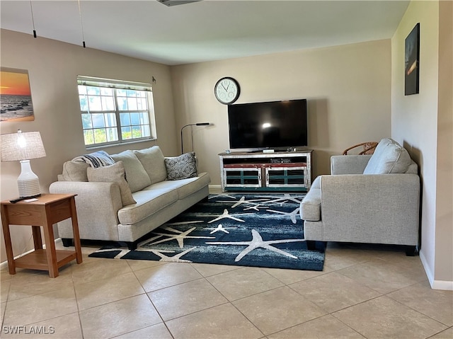 view of tiled living room